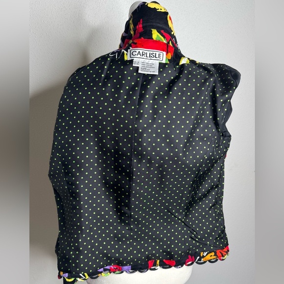 Carlisle Black Floral Blazer, Short Scalloped Hem - Picture 8 of 8